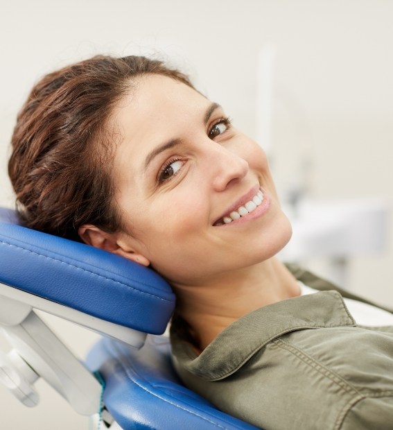 Woman smiling after antibiotic therapy